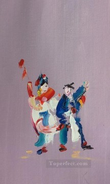 中国オペラ by パレットナイフ 3 Oil Paintings